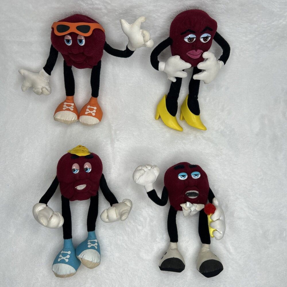 VTG 1988 California Raisins Bendable Figures Set of 4 Applause 6”
